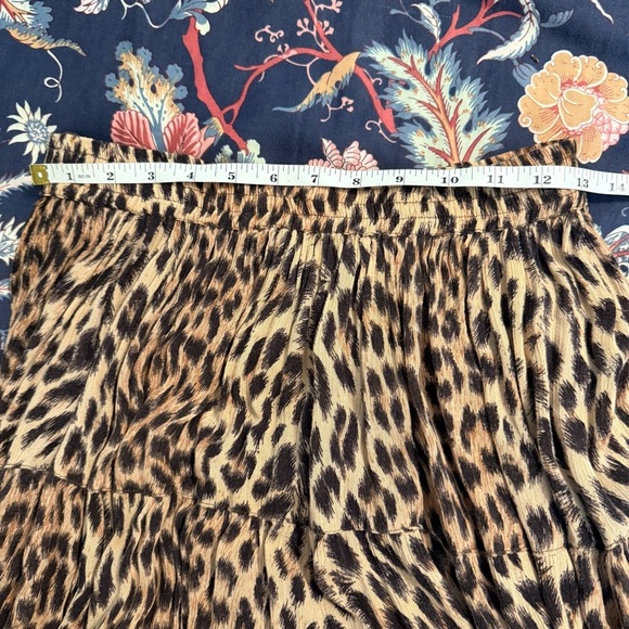 Vintage Neo Nostalgia 90s Full Shirred Leopard Print Rayon Gauze Maxi Skirt L - Picture 7 of 9